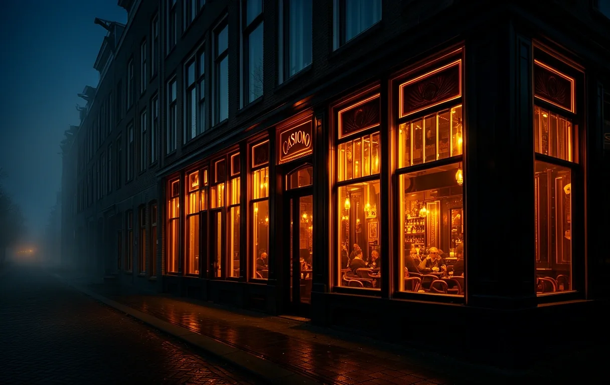 Quentavo Cafe bij avondlicht